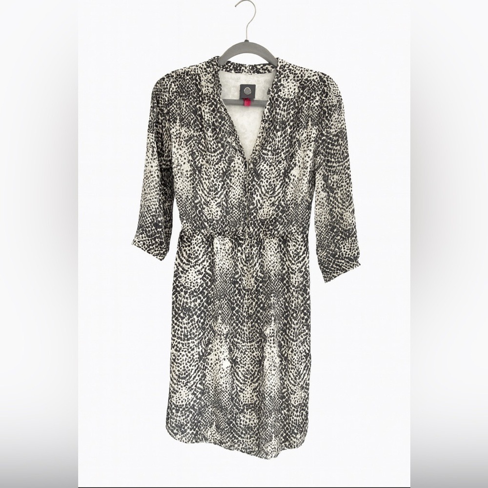 Vince Camuto Animal Print Dress Size 8 Tie Waist Office Siren Dark Feminine
